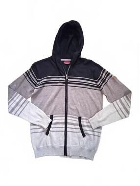 Burnside Men's XL Full Zip Cotton Blend Black/Grey Long Sleeve Hooded Sweater